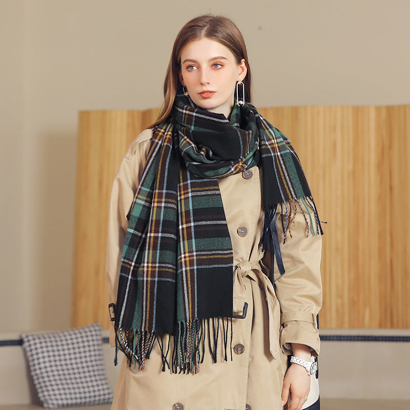 Plaid Tassel Scarf