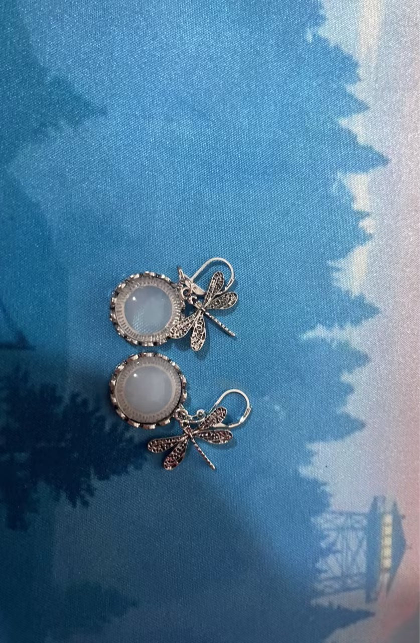 Vintage Dragonfly Drop Earrings