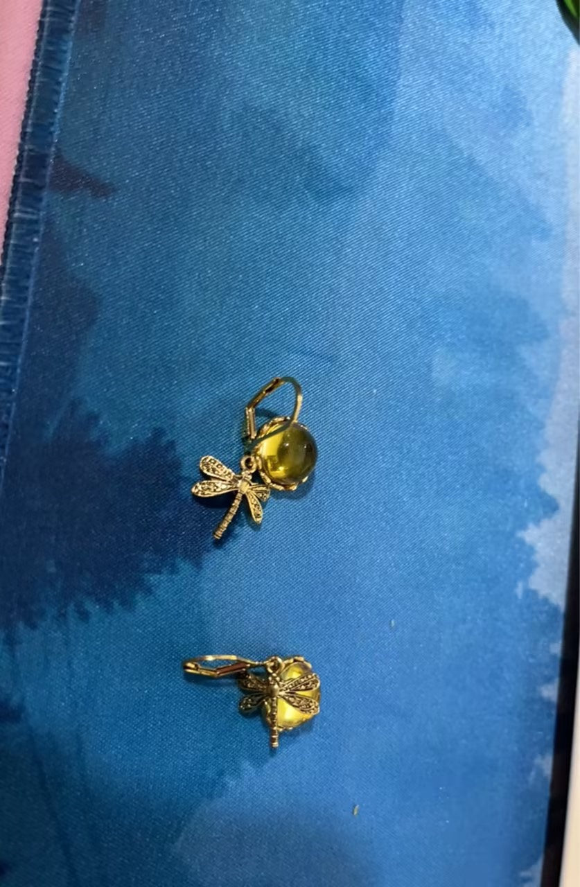 Vintage Dragonfly Drop Earrings