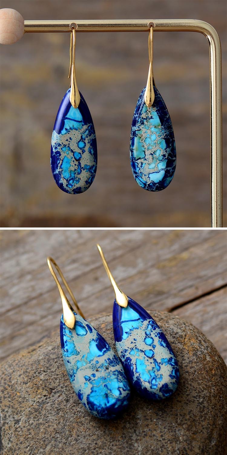 Celeste Bohemian Stone Drop Earrings – Nature-Inspired Elegance