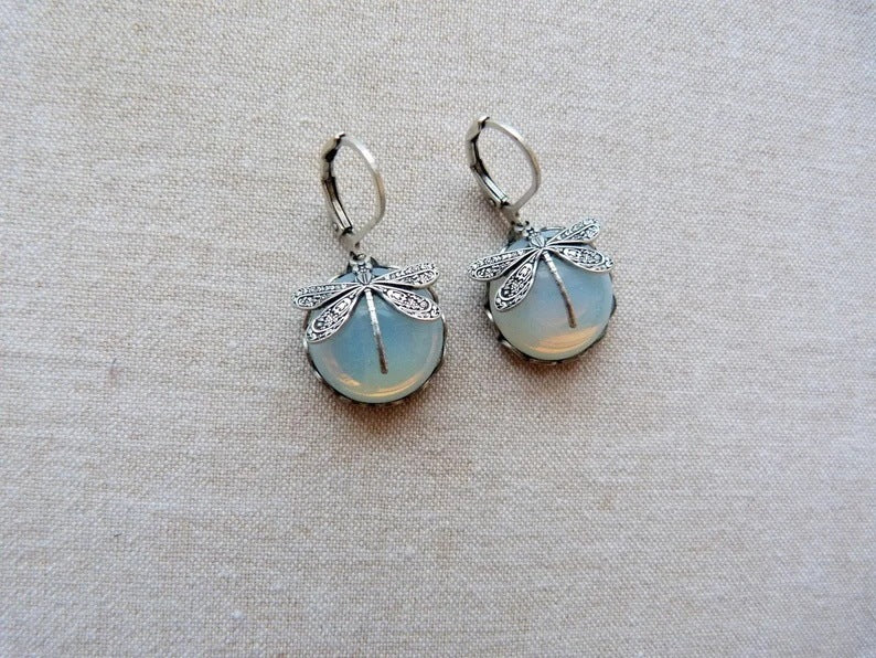 Vintage Dragonfly Drop Earrings