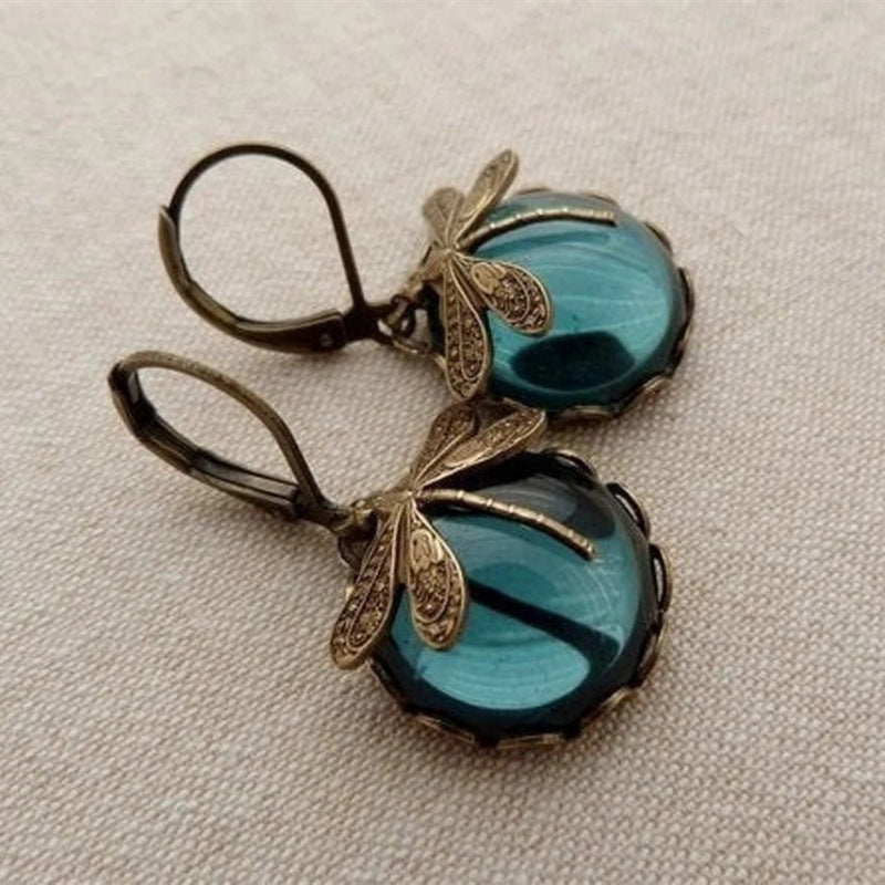 Vintage Dragonfly Drop Earrings