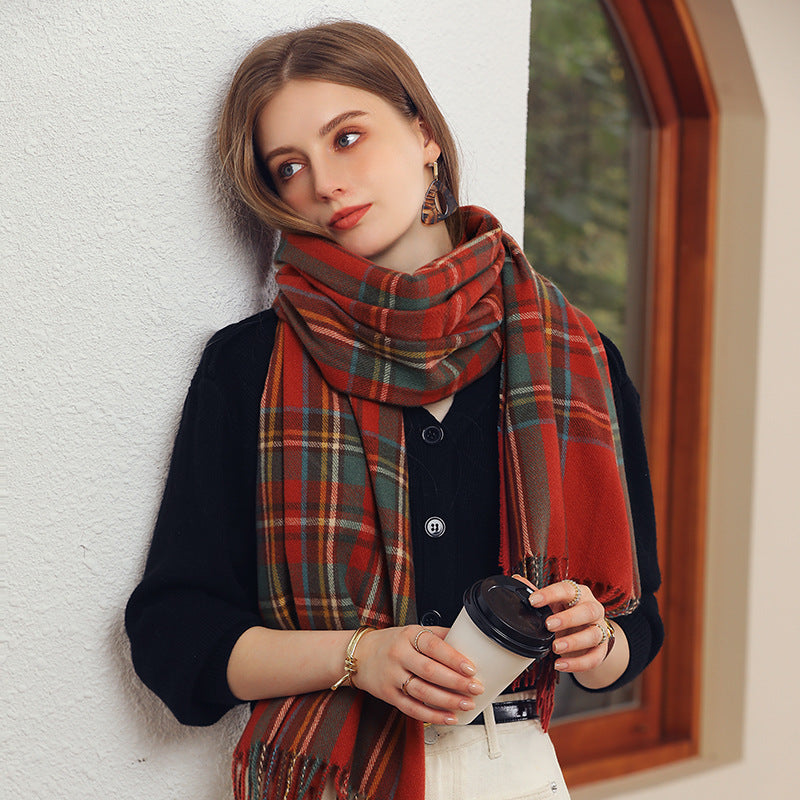 Plaid Tassel Scarf